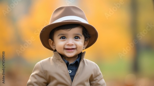 Adorable Baby Girl Wearing a Hat and a Jacket. Fictional character created by Generated AI. 