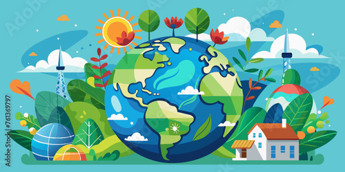 world globe planet earth background banner sustainable environment ecology nature regeneration eco friendly green energy care for nature esg concept
