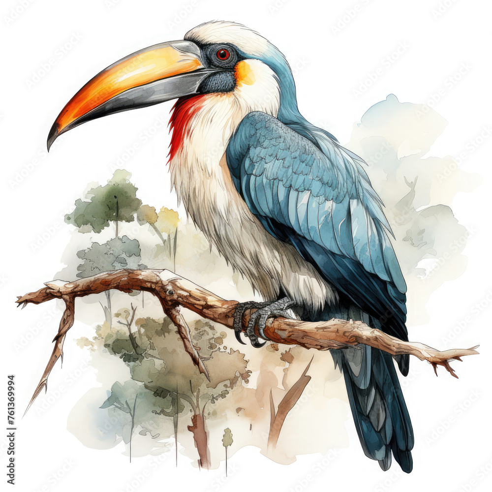Fototapeta premium Watercolor Toucans, clipart Illustration, Generative Ai