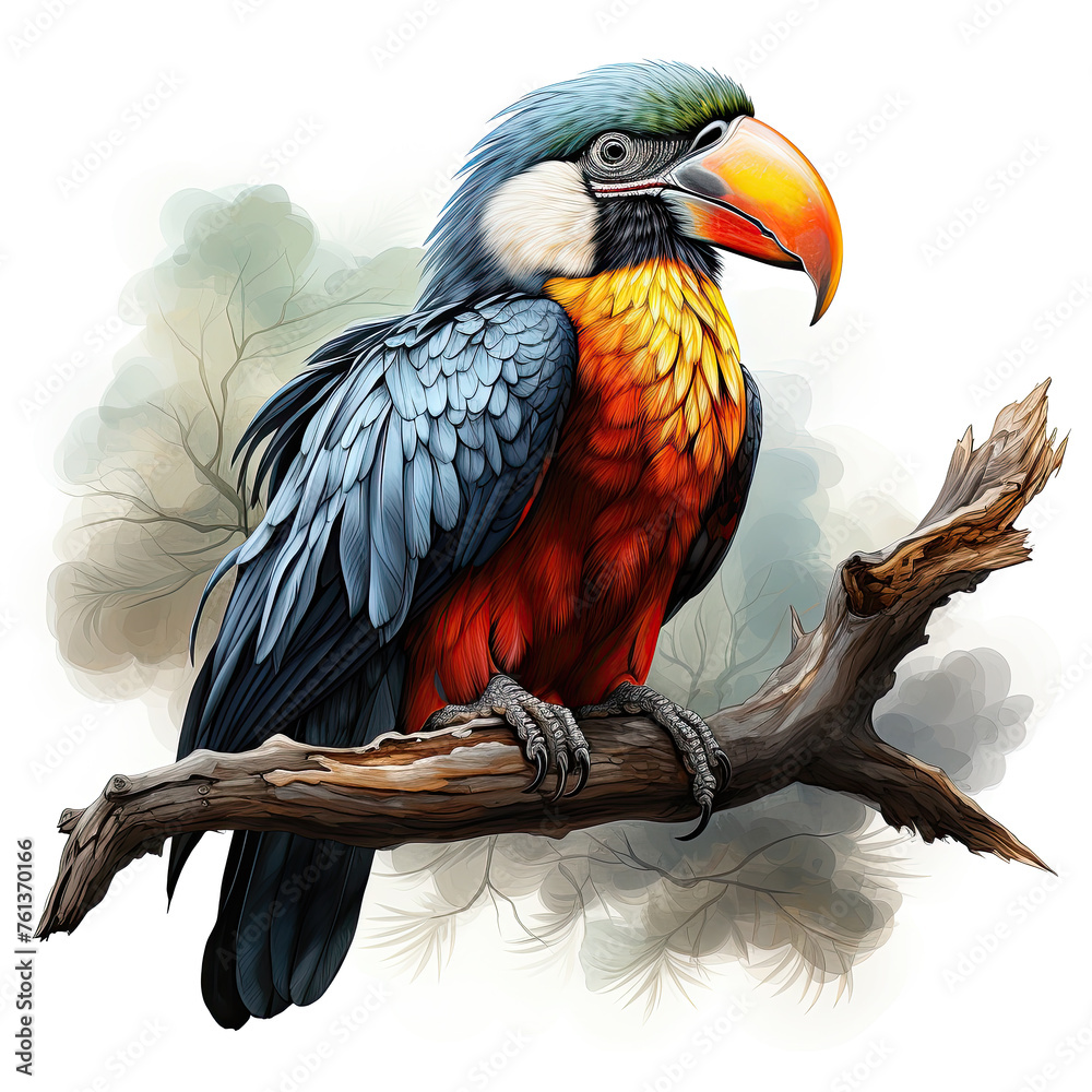 Fototapeta premium Watercolor Toucans, clipart Illustration, Generative Ai