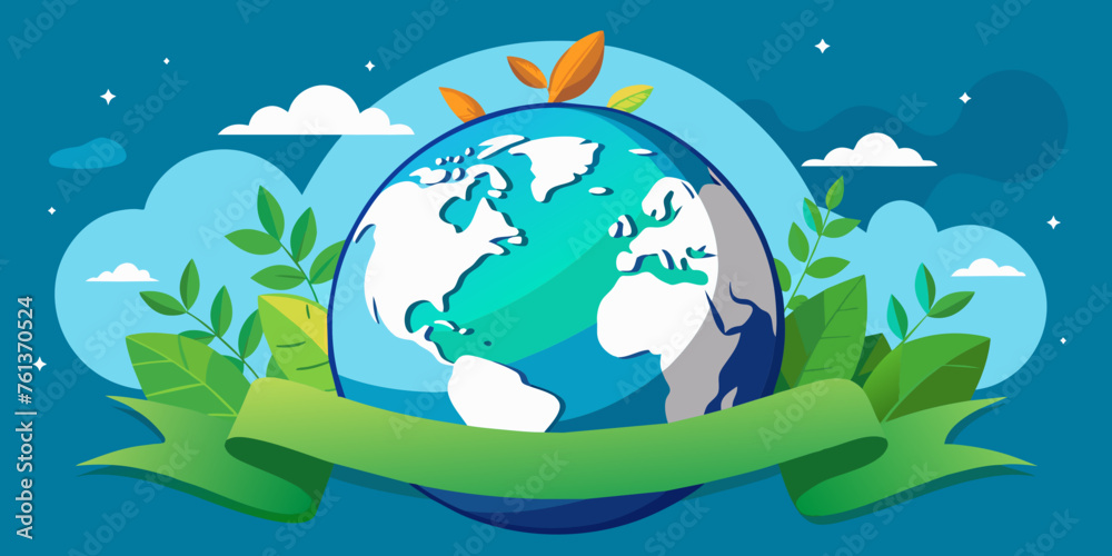 Naklejka premium world globe planet earth background banner sustainable environment ecology nature regeneration eco friendly green energy care for nature esg concept 