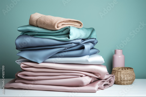 Stack of colorful sheets on top of each other