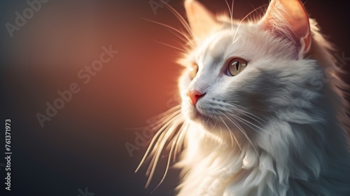 close up of angora cat with blurred background photo
