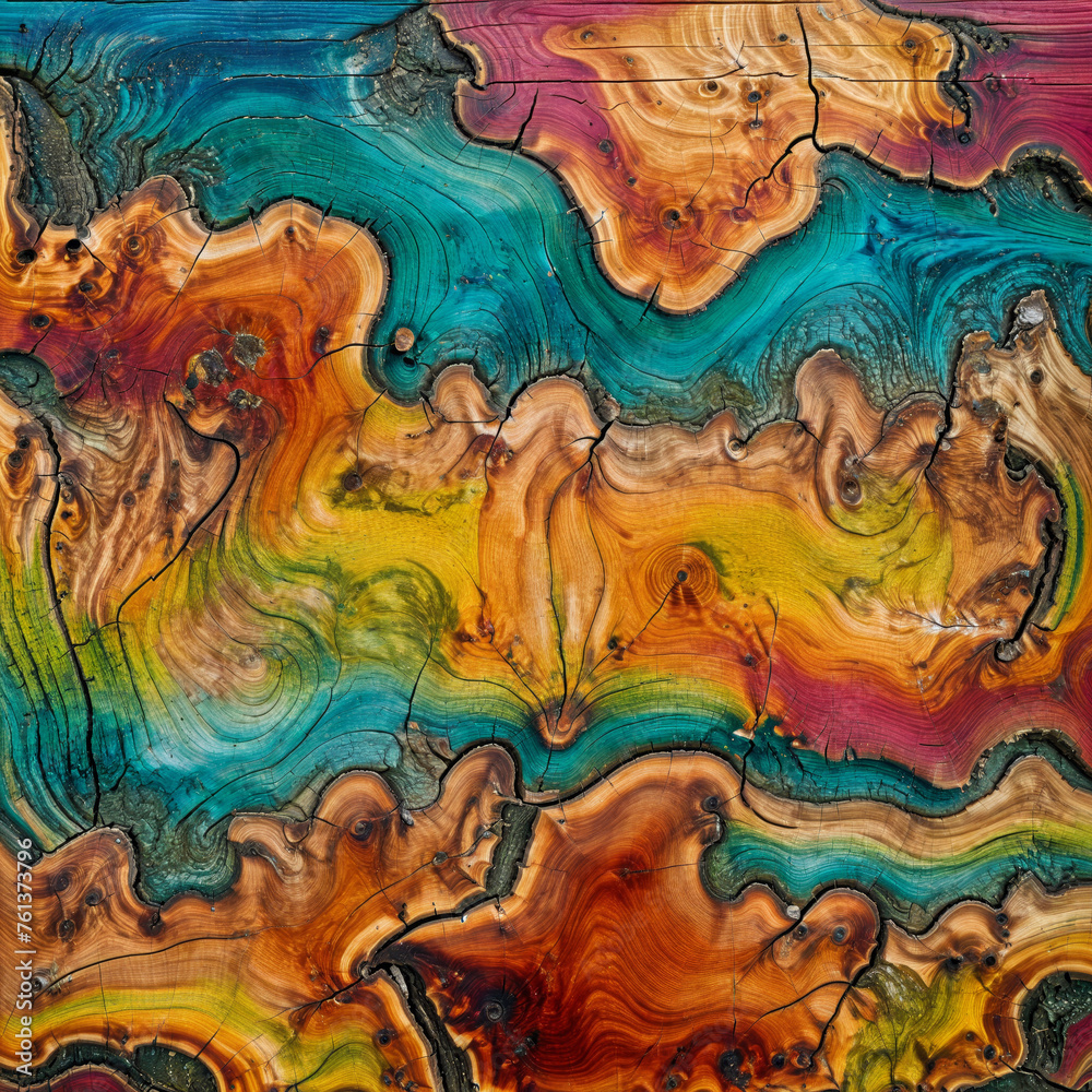 Fototapeta premium colourful rainbow wood pattern, colourful wood, natural texture, wallpaper, concept, creative inspiration, background, beautiful nature, vibrant texture