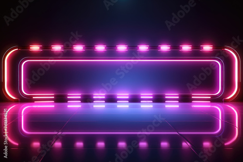 Neon sign with pink and blue background