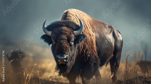 close up of a bison running