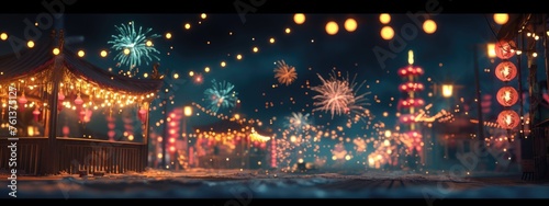 Joyous Diwali or New Year Celebration with Stunning Fireworks in the Night City.