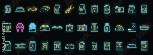 Cat food icon outline vector. Canned food. Pet package neon color isolated