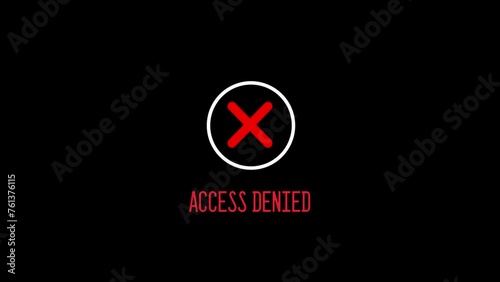 Computer Screen Access Granted and Access Denied Warning, Access Denied Warning Alert, Computer display access granted, flashing green access granted and denied text on black screen
