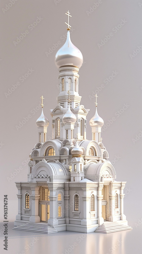 Orthodox temple. 3d rendering. - obrazy, fototapety, plakaty 