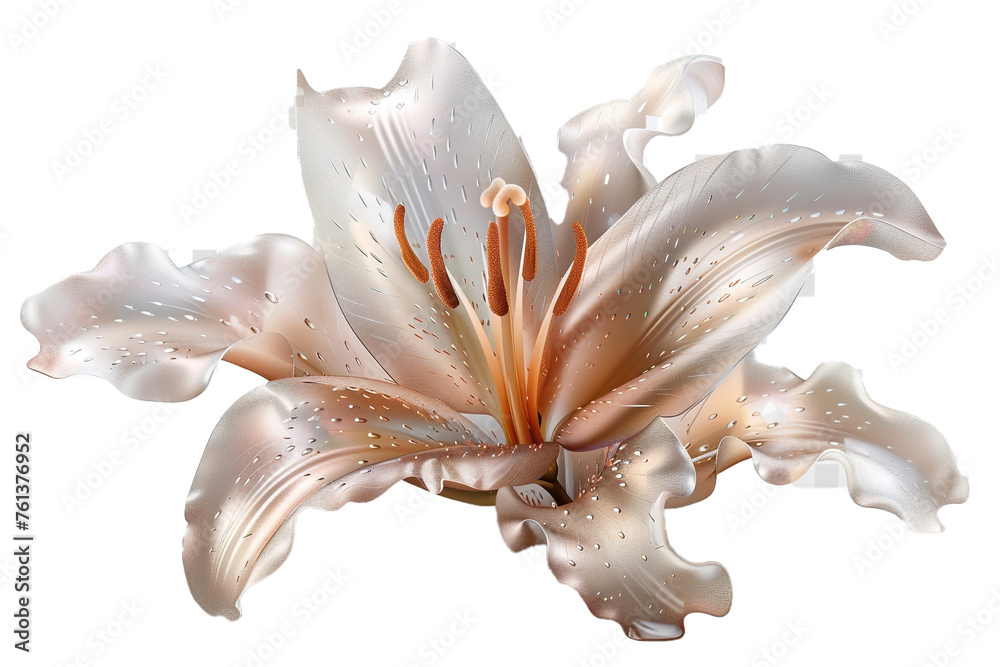 a crystal lily flower with a transparent and faceted structure and a light reflection isolated on transparent background, png file - obrazy, fototapety, plakaty 