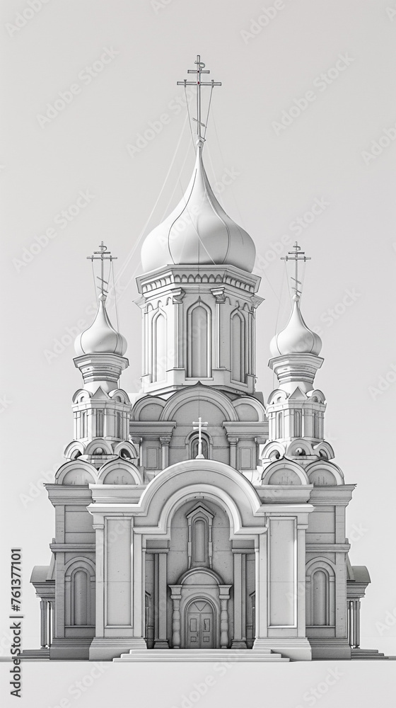 Orthodox temple. 3d rendering.