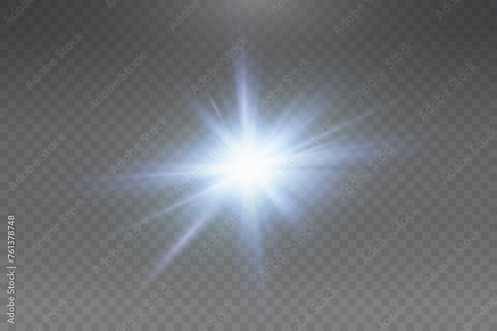 Set of realistic vector blue stars png. Set of vector suns png. White flares with highlights. Set of realistic vector blue stars png. Set of vector suns png. White flares with highlights.