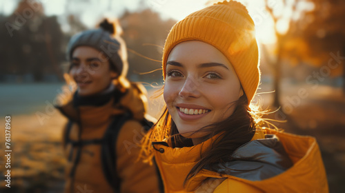 Woman Wearing Yellow Jacket and Hat
