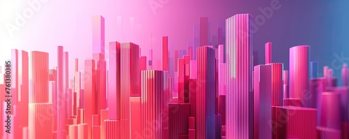 Bold Pink financial Graph on Isolated Background