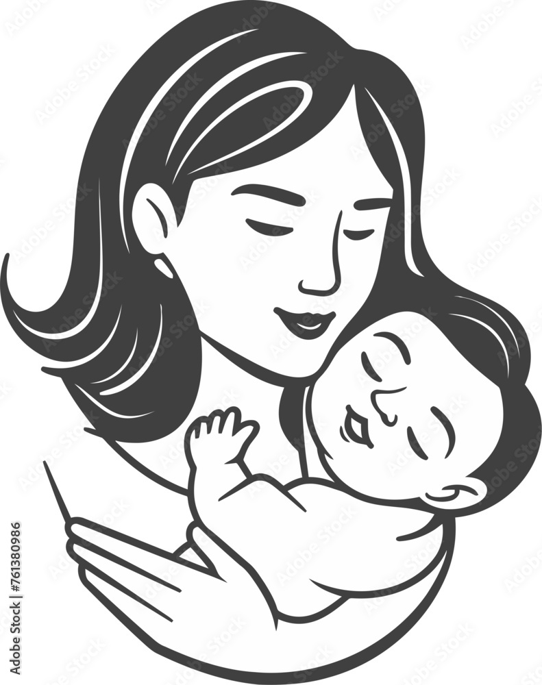 Mother and Child Vector Portrait
