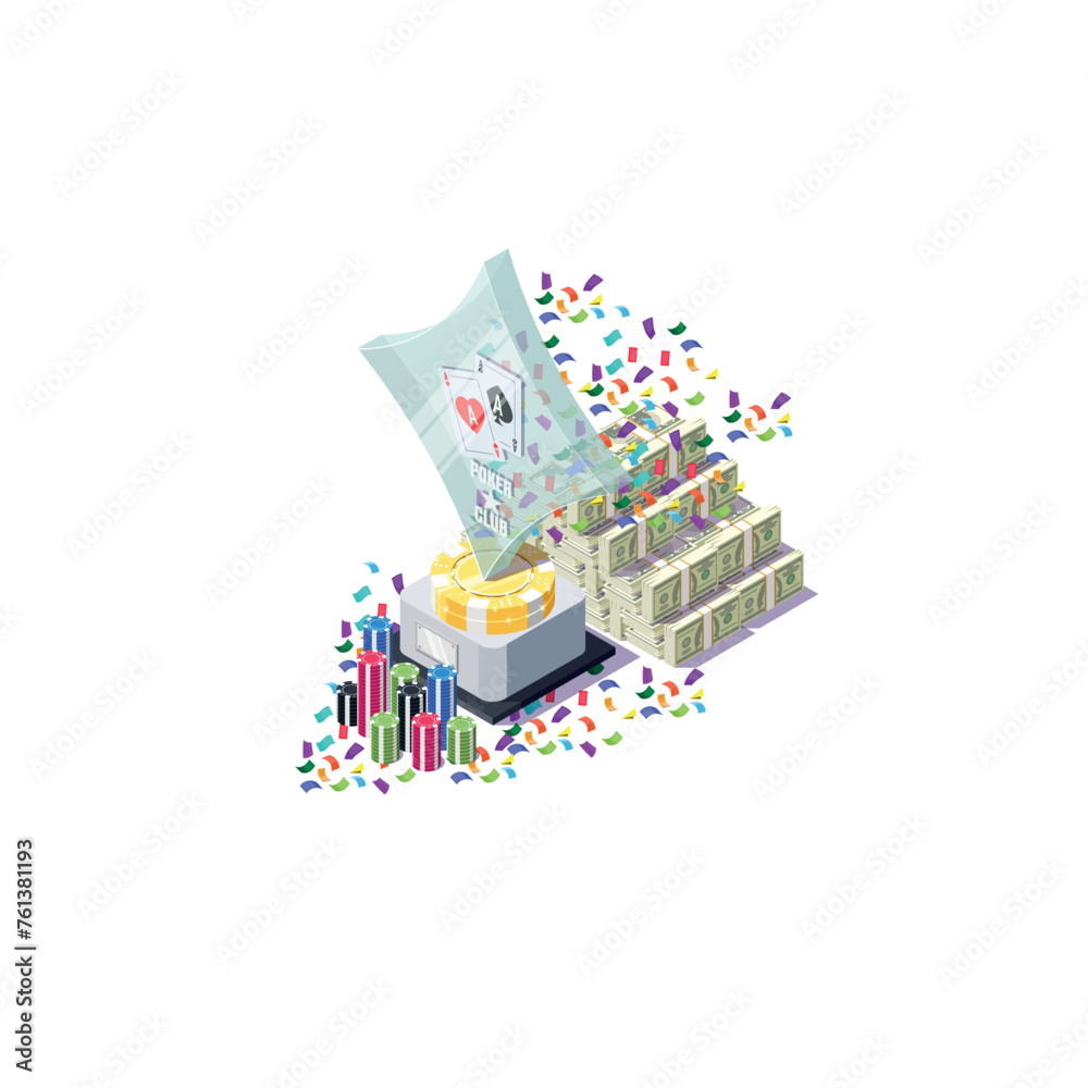 the poker cup, on a white background in isometric style