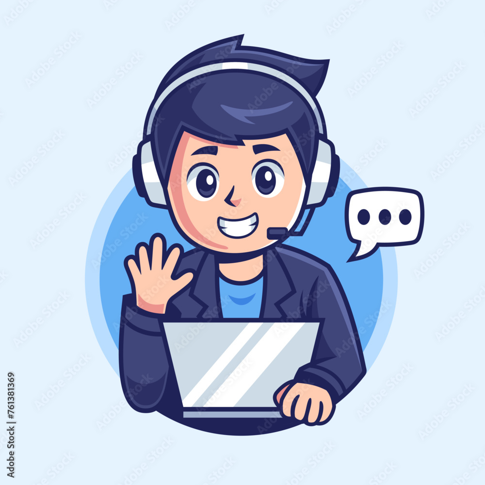 Male Customer Service Support Cartoon Character