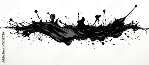 A black ink splash on a white background resembles a monochrome painting, with a gestural slope suggesting a tree in a monochromatic landscape
