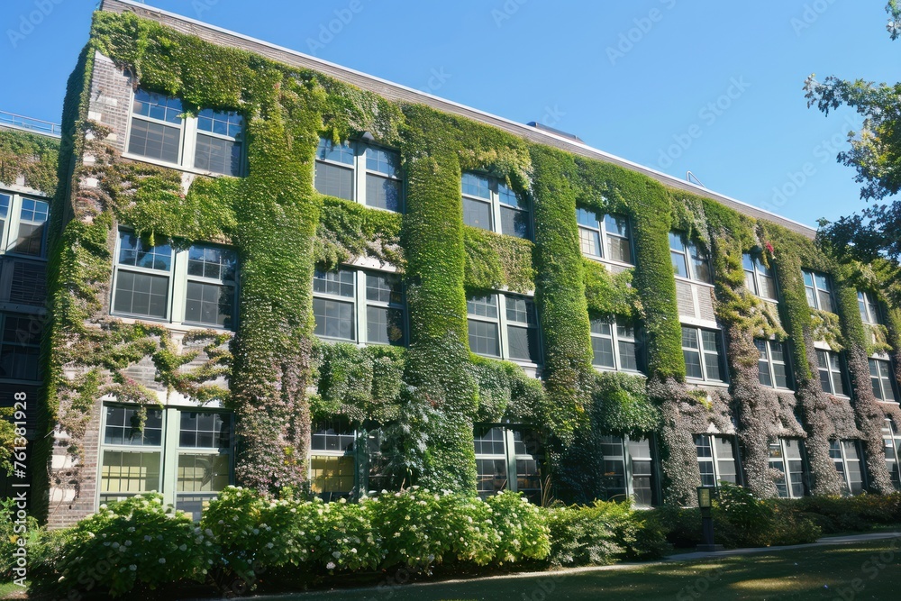 Facade of a building covered with ivy Plant Facade of a building covered with ivy Plant