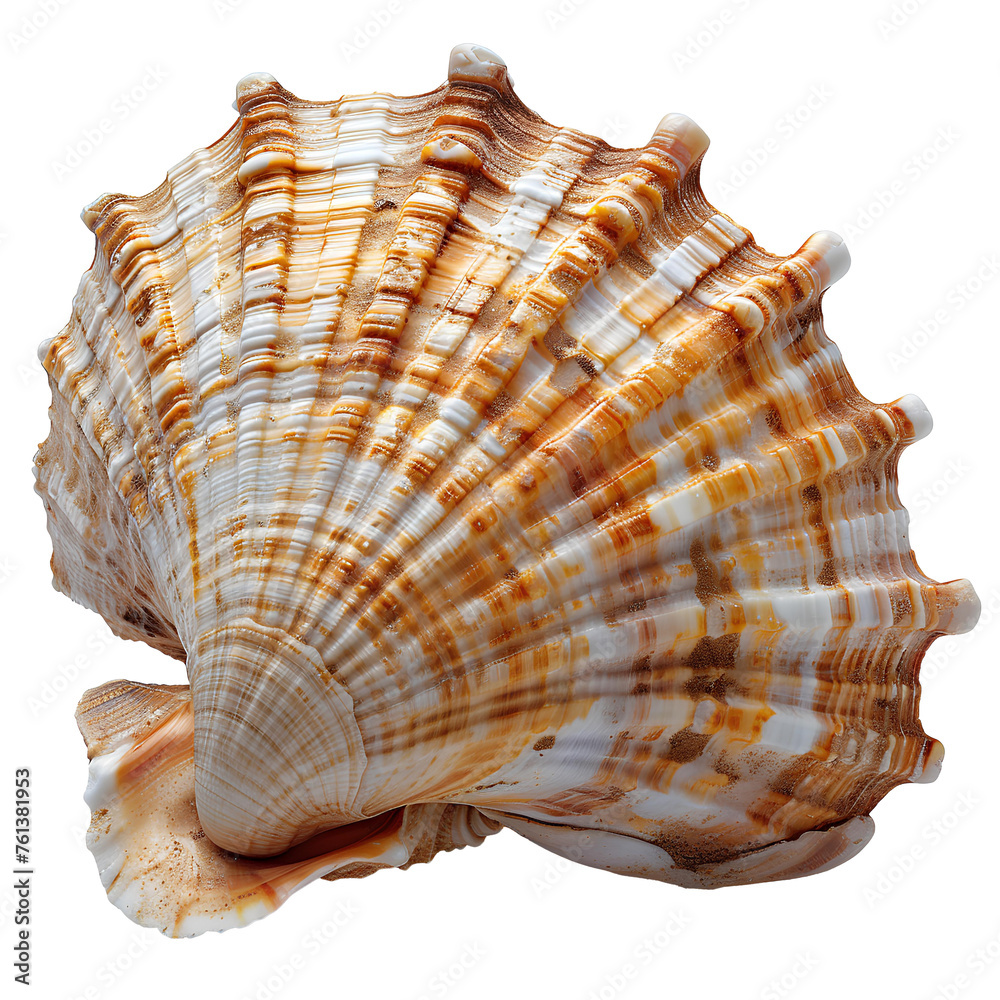 Obraz premium Seashell PNG. Sea shell isolated. Salt water shell PNG. Seashell top view PNG. Sea shell flat lay isolated