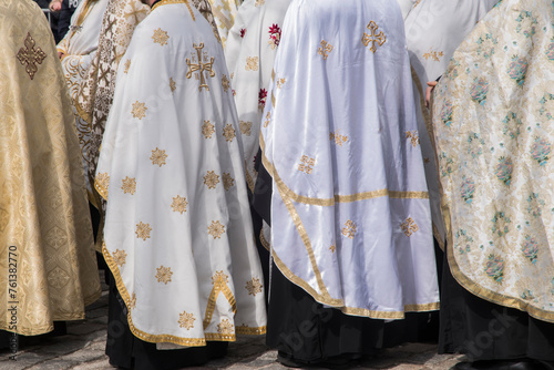 Ritual vestments in an official ceremony of the Orthodox Christian Church photo