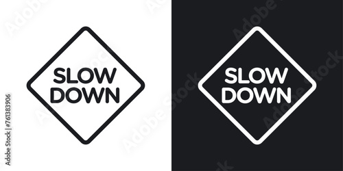  Drive Slowly  Road Safety Reminder. Yellow and Black Speed Caution Sign