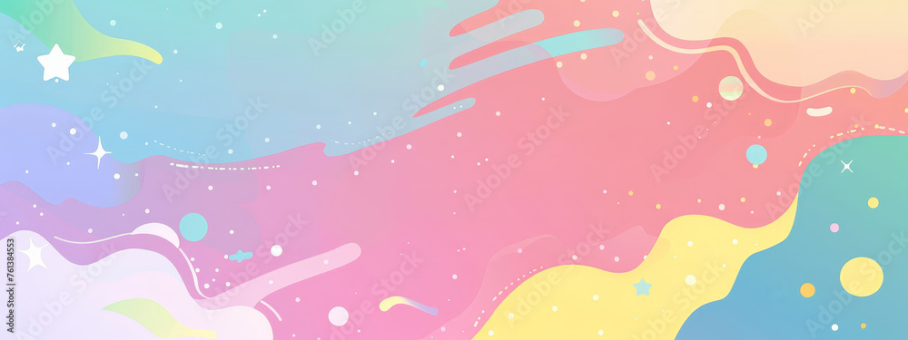 A colorful background with stars and a rainbow