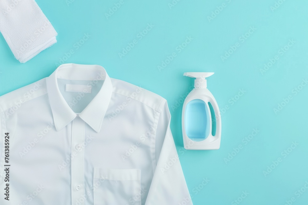 Washed white shirt. Laundry detergent advertising mock up - obrazy, fototapety, plakaty 