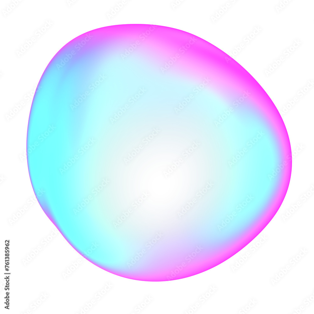 The large, colorful, abstract, bubble 3D object with a blue and pink hue