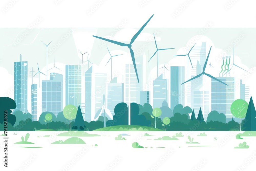 A cityscape with green energy solutions A cityscape with green energy solutions