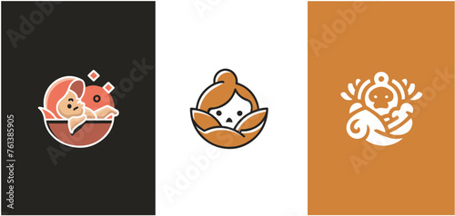 Logo set of child care, motherhood and childbearing