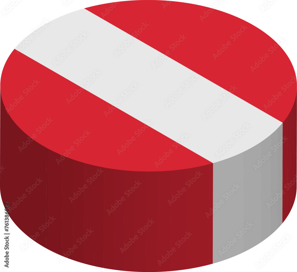 Naklejka premium Austria flag - 3D isometric circle isolated on white background. Vector object.
