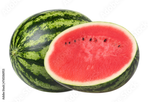 Watermelon and half isolated, Fresh and Juicy Watermelon, transparent PNG, PNG format