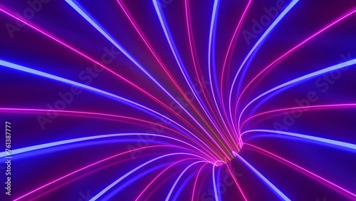 Travel Inside Futuristic Rainbow Colored Neon Glowing Tube 3D Tunnel - 4K Seamless VJ Loop Motion Background Animation photo