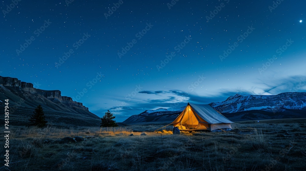 Starry Sky Over Mountain Camp