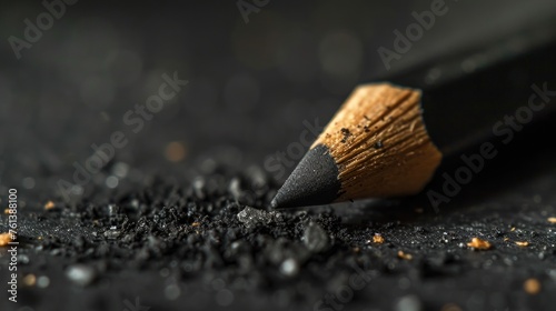 pencil with graphite shavings on a dark background could be used for content about art, writing, education, or precise workmanship.