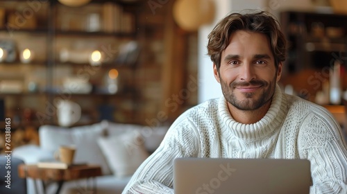 Man Working on Laptop Computer