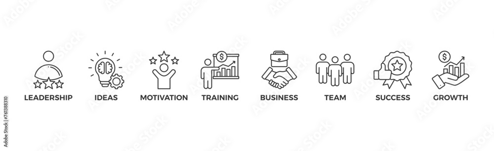 Learn and lead banner web icon vector illustration concept with icon of leadership, ideas, motivation, training, business, team, success, and growth	