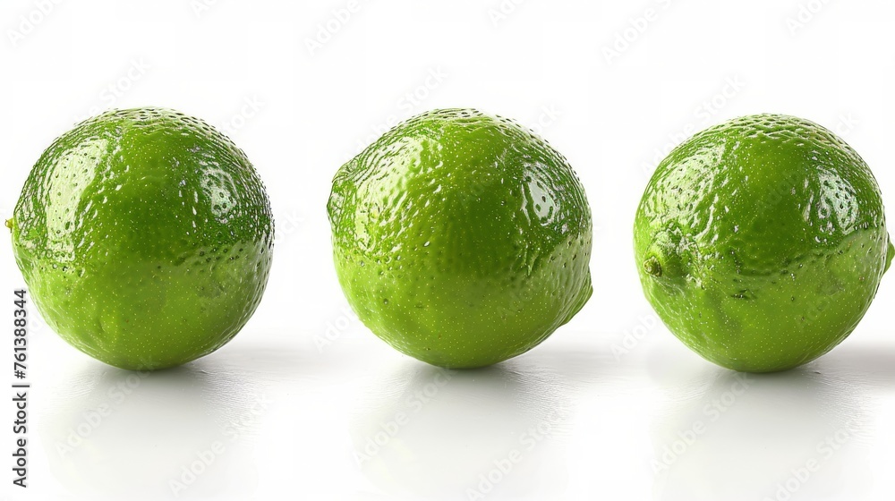 Bunch of Limes With Leaves on White Background Bunch of Limes With Leaves on White Background