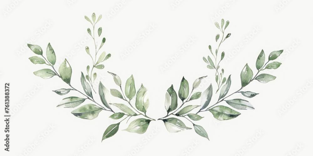 Hand drawn wedding herb, plant and monogram with elegant leaves.
