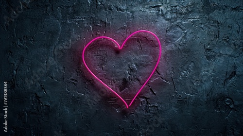 neon pink heart on a textured charcoal grey background, ideal for modern love-themed graphic designs or edgy Valentine's Day campaigns.