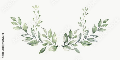 Hand drawn wedding herb, plant and monogram with elegant leaves. photo