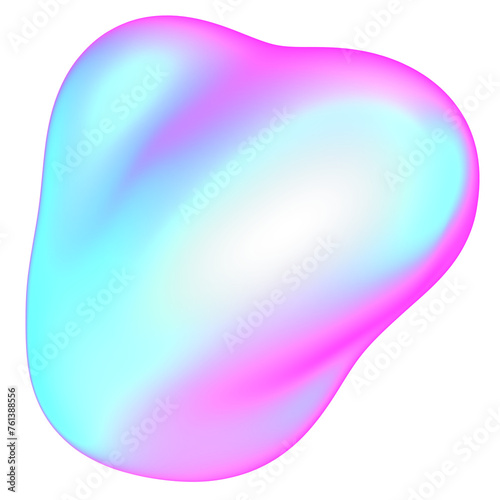The large, colorful, abstract, bubble 3D object with a blue and pink hue