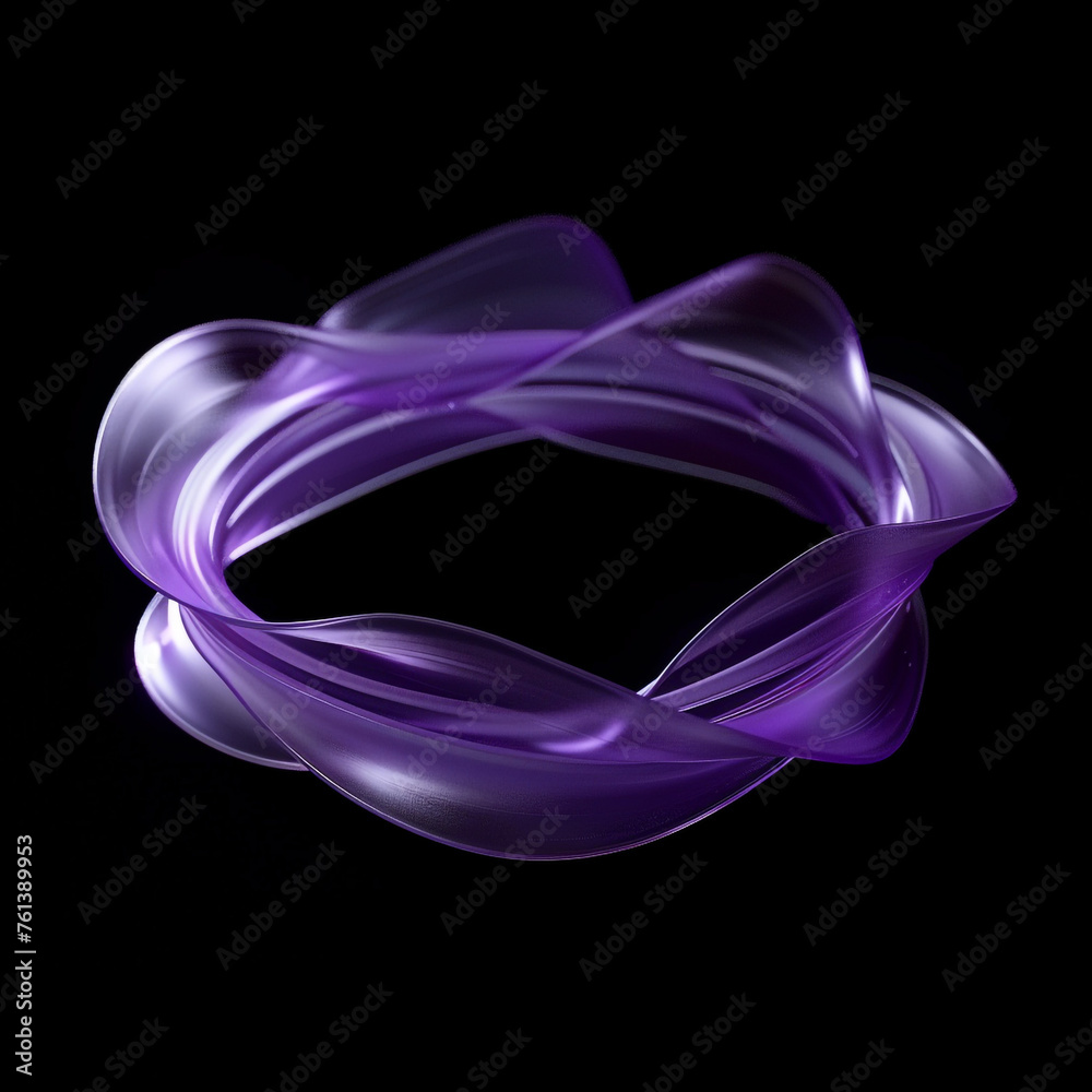 purple matte plastic wavy thin 3D hoop, surface scattering, blurred matte translucency and refraction, internal glowing, wavy, isolated on black background сreated with Generative Ai purple matte plastic wavy thin 3D hoop, surface scattering, blurred matte translucency and refraction, internal glowing, wavy, isolated on black background сreated with Generative Ai