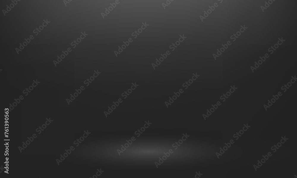 Black background with light effects. Empty Black studio room background. Dark background. Clean design for displaying product. Vector illustration.