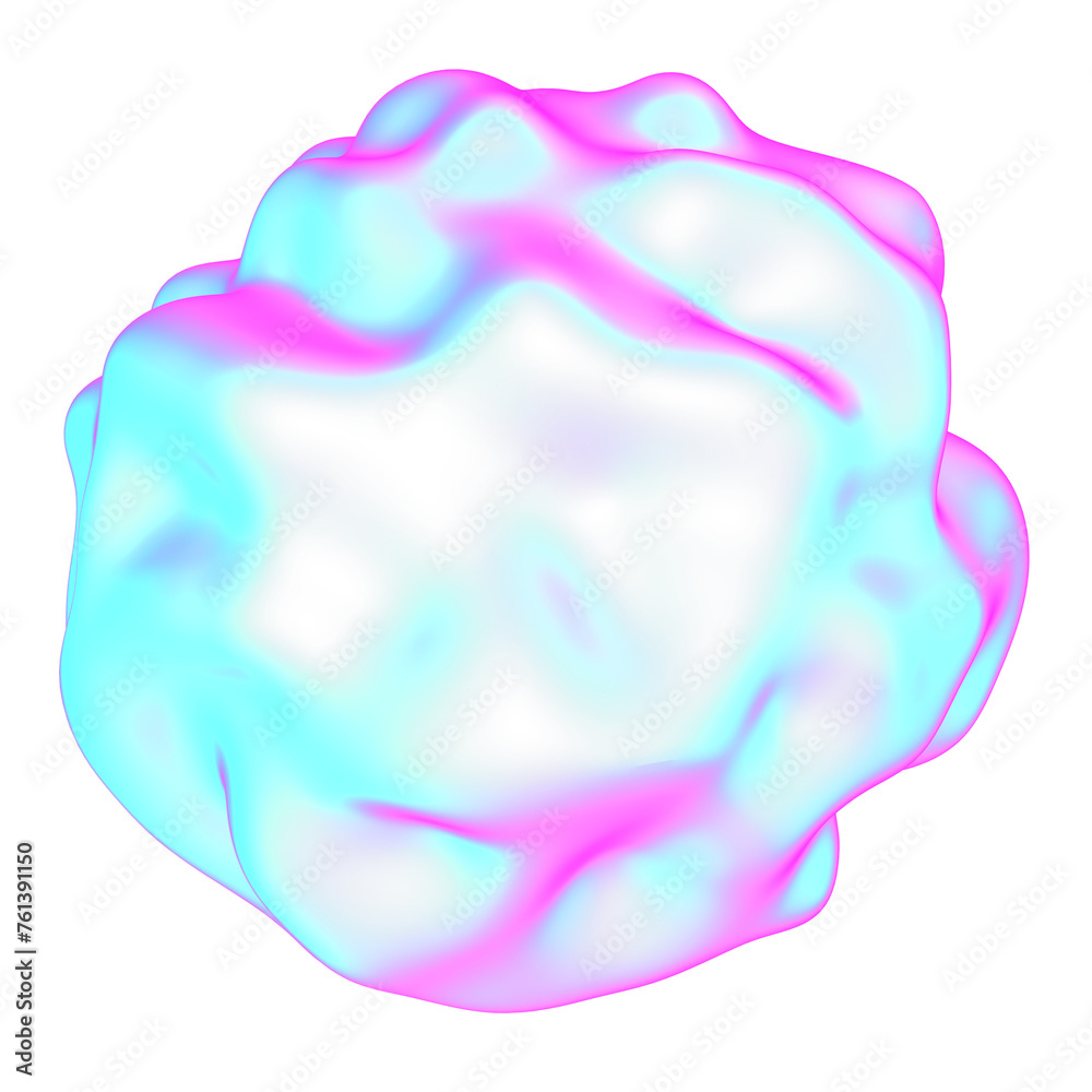 The large, colorful, abstract, bubble 3D object with a blue and pink hue The large, colorful, abstract, bubble 3D object with a blue and pink hue