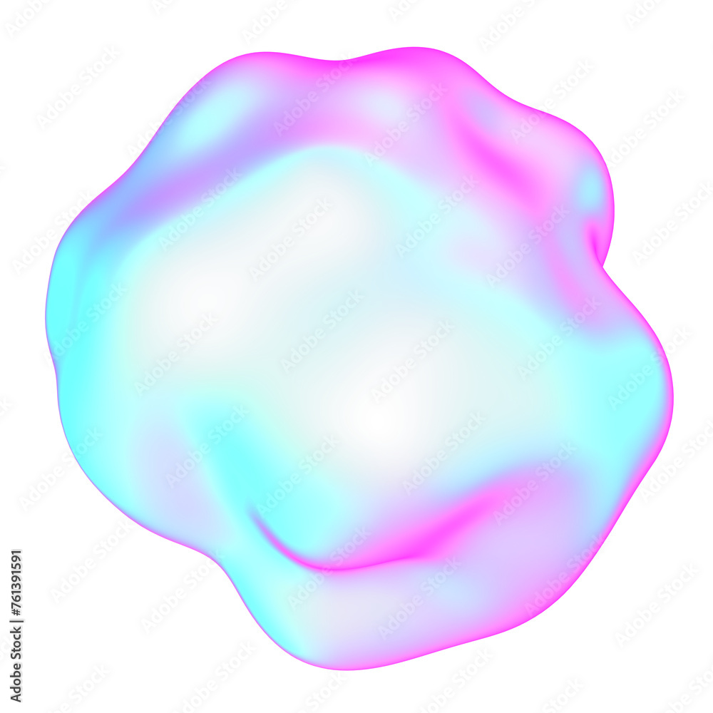 The large, colorful, abstract, bubble 3D object with a blue and pink hue The large, colorful, abstract, bubble 3D object with a blue and pink hue
