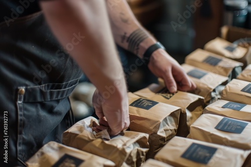 Final Touches: Labeling Freshly Roasted Coffee Bags