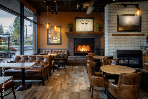 Warm and Inviting Coffee Roastery Interior with Vintage Charm